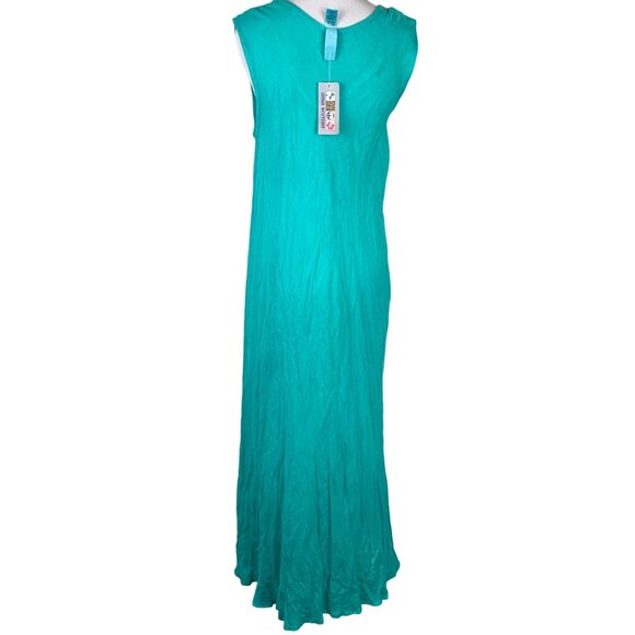 India Boutique Sleeveless Aqua Dress With Palm Tree Print L Swim Coverup - Picture 3 of 7